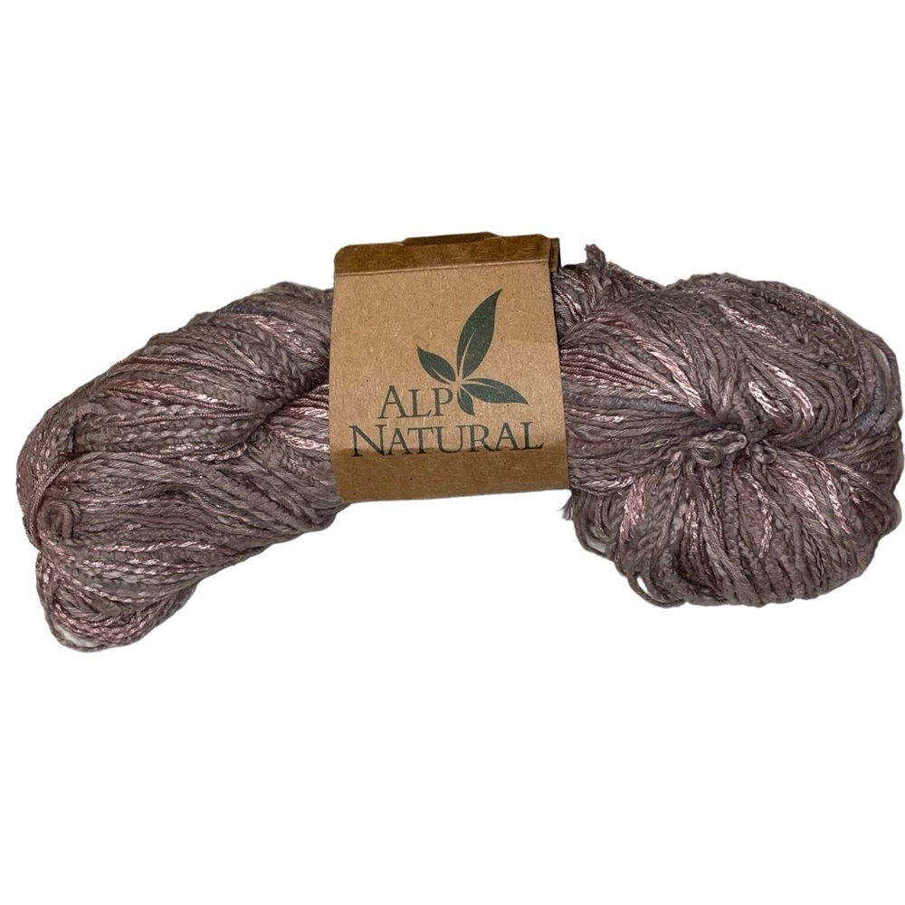 Feza Alp Natural Cotton Linen Silk Viscose Hand Tied DK Yarn Taupe Pink